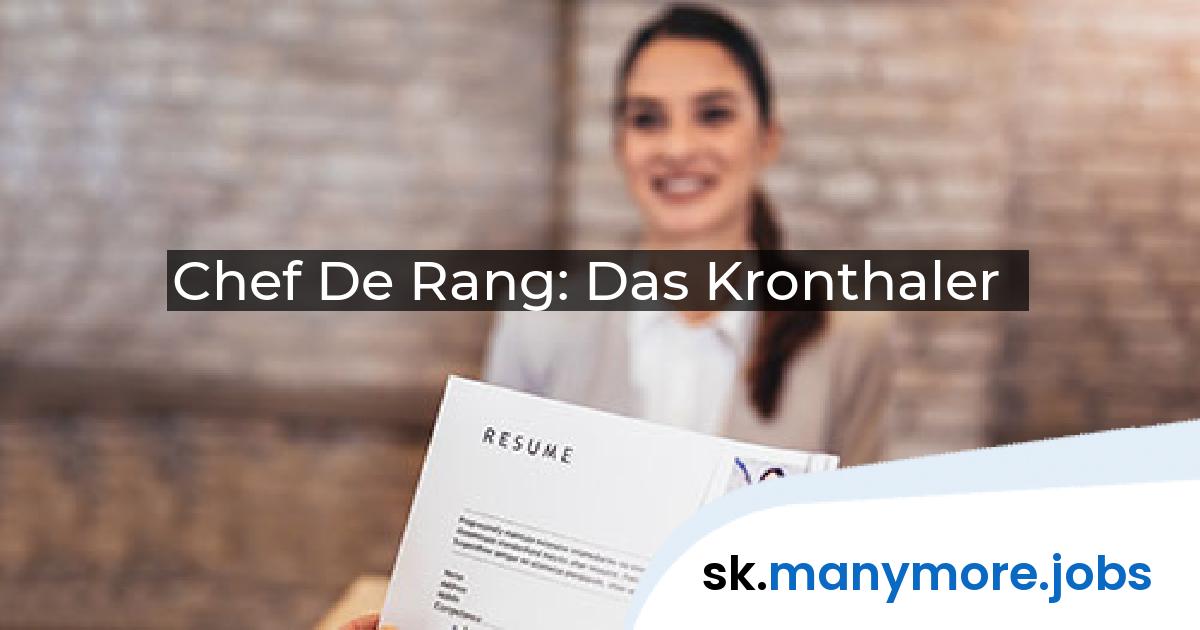 Chef De Rang: Das Kronthaler | manymore.jobs