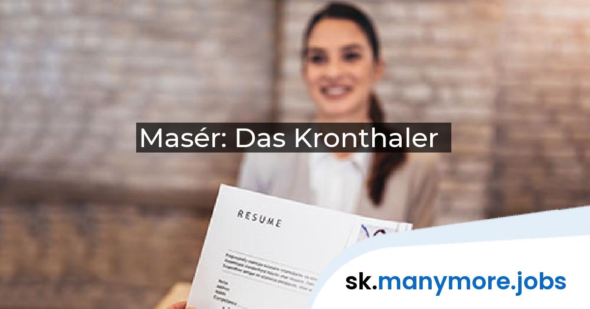 Masér: Das Kronthaler | manymore.jobs