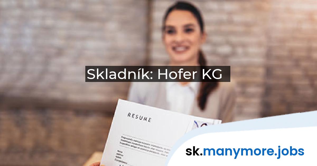 Skladník: Hofer KG | manymore.jobs